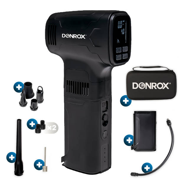 Donrox C542 Combinatie Compressor Bandenpomp en Luchtpomp + Inclusief Extra Batterij