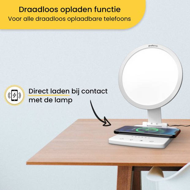 BrellaVio Daglichtlamp - Draadloze Oplaadfunctie - 10.000 LUX - Winterdepressie Lichttherapielamp - LED Lichttherapie