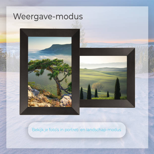 Qumax Digitale Fotolijst met Frameo app - Wifi Fotolijst horizontaal en verticaal - 10 inch Digitale Fotokader - Zwart