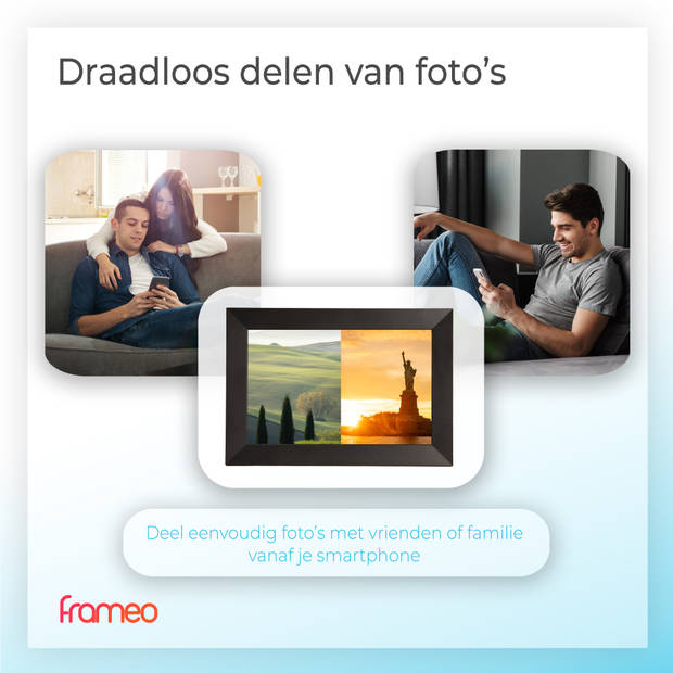 Qumax Digitale Fotolijst met Frameo app - Wifi Fotolijst horizontaal en verticaal - 10 inch Digitale Fotokader - Zwart