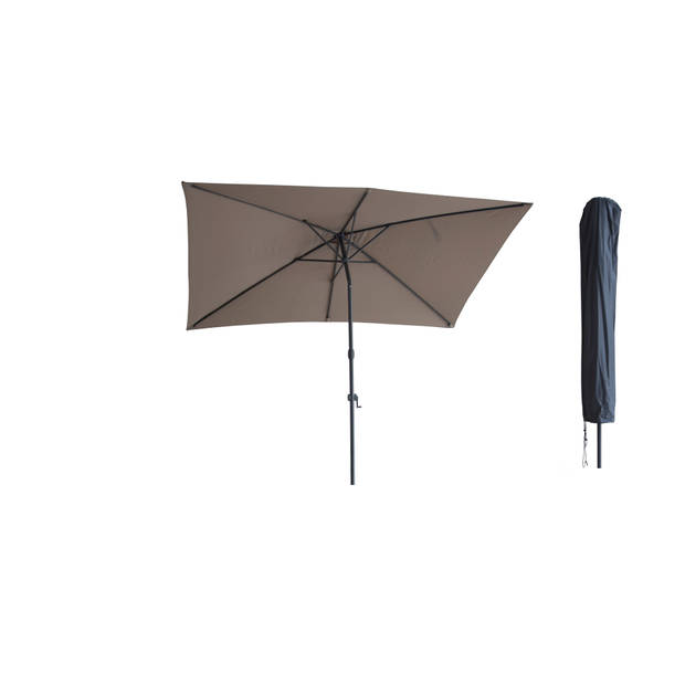 Kopu® Sevilla Parasol Rechthoek 200x300 cm met Hoes - Balkonparasol Taupe