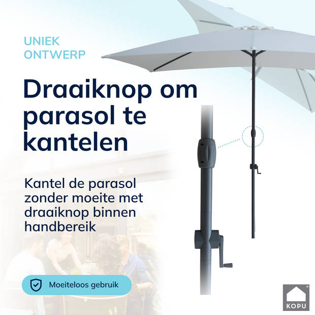 Kopu® Sevilla Parasol Rechthoek 200x300 cm met Hoes en voet - Creme