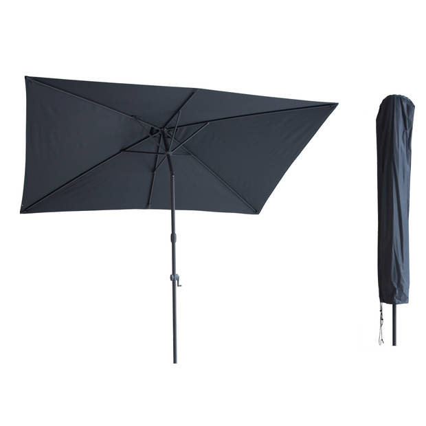 Kopu® Sevilla Parasol Rechthoek 200x300 cm met Hoes - Balkonparasol Grijs