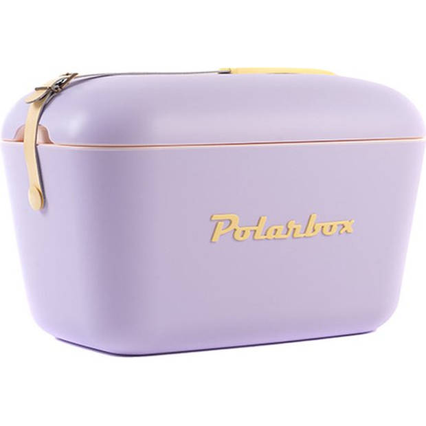 Polarbox retro koelbox paars met gele band - 12 liter - Duurzaam geproduceerde trendy koelbox