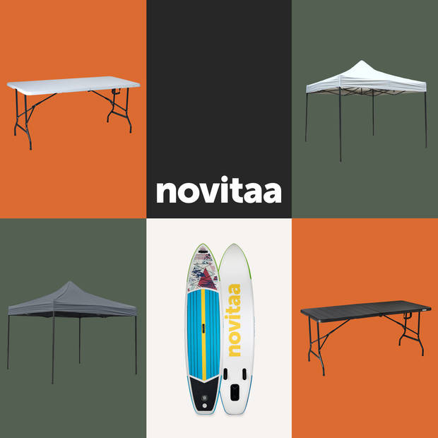 Novitaa Inklapbare Tafel - Camping tafel - Klaptafel - 170 x 74 cm - Vouwtafel - 4 - 6 Personen - Wit - FT170W