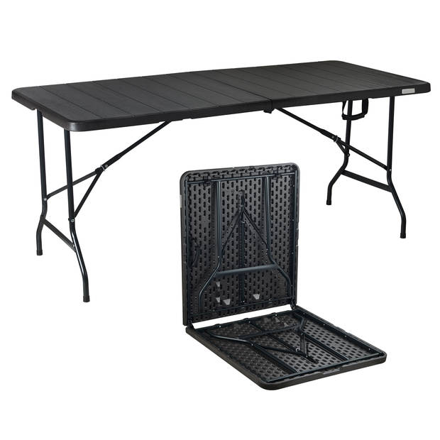 Novitaa Inklapbare Tafel - Camping tafel - Klaptafel - 170 x 74 cm - Vouwtafel - 4 - 6 Personen - Donker bruin - FT170DB