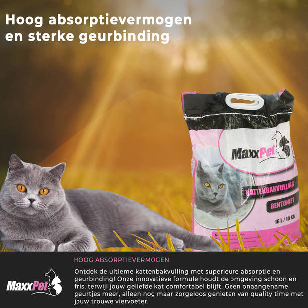 MaxxPet Kattenbakvulling - Babypoeder - Lowdust Klontvormend grove korrel - 16 Liter