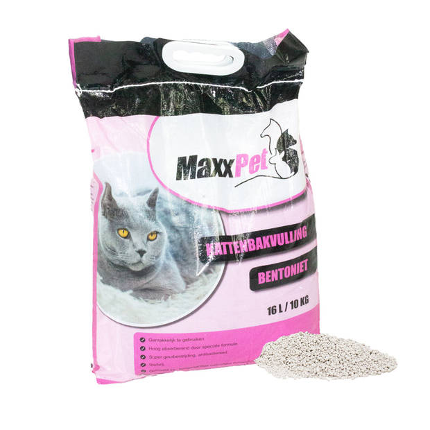 MaxxPet Kattenbakvulling - Babypoeder geur - Doorspoelbaar zand - fijne korrel - 16 Liter