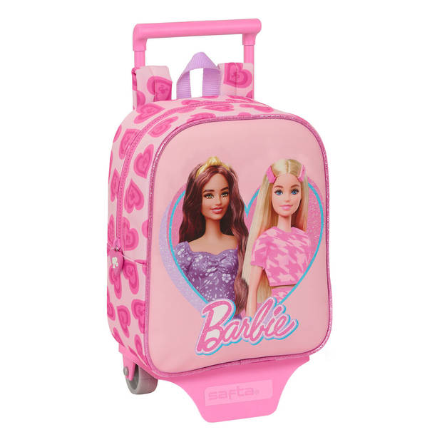 Schoolrugzak met Wielen Barbie Love Roze 22 x 27 x 10 cm