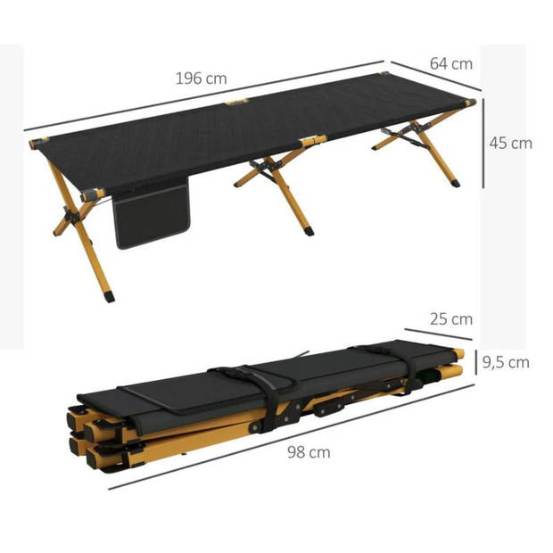 Veldbed - Kampeerbed - Logeerbed - Vouwbed - Stretcher - 196 cm x 64 cm x 45