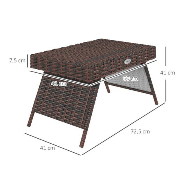 Tuintafel - Bijzettafel - Tuinmeubelen - Tafel - Tafeltje - Klaptafel - Salontafel - Bruin