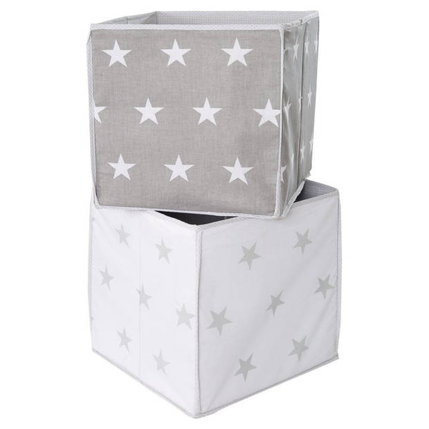 Roba Opbergmand Little Stars 34 X 34 cm Polykatoen Grijs/wit