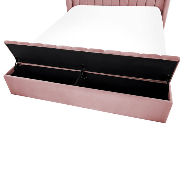 Beliani NOYERS - Tweepersoonsbed-Roze-Fluweel