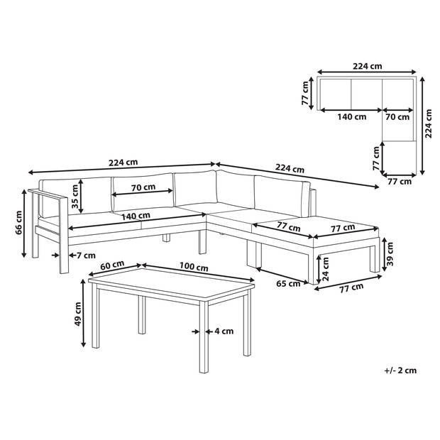 Beliani MESSINA - Loungeset-Groen-Aluminium