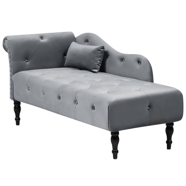 Beliani IVRY - Chaise longue-Grijs-Fluweel