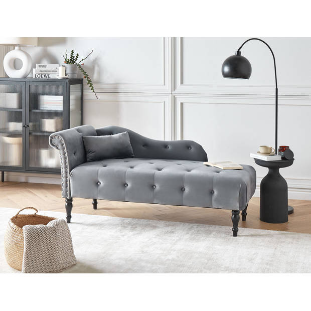 Beliani IVRY - Chaise longue-Grijs-Fluweel