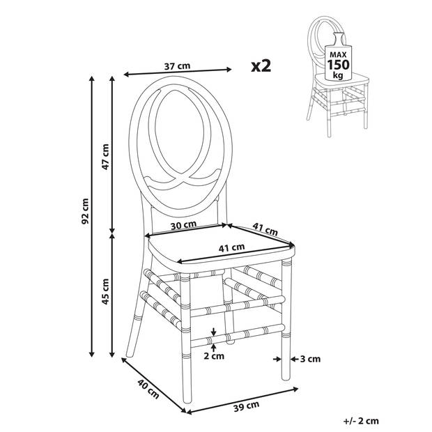 Beliani MIDWAY - Eetkamerstoel-Transparant-Polycarbonaat