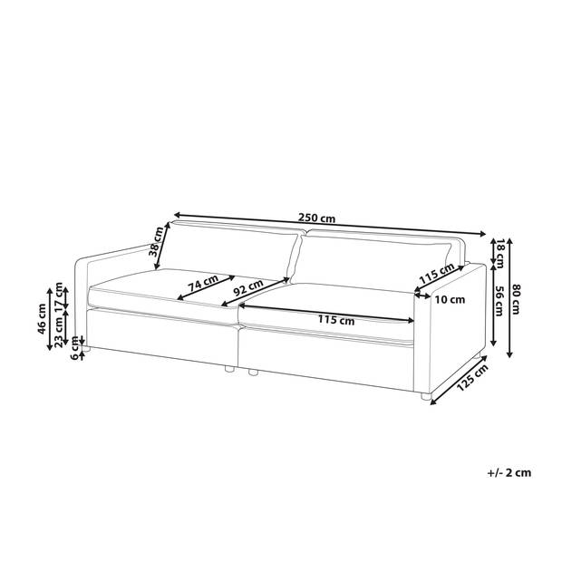 Beliani VINSTRA - Driezitsbank-Grijs-Polyester