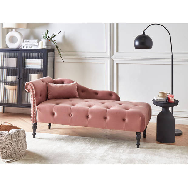 Beliani IVRY - Chaise longue-Roze-Fluweel