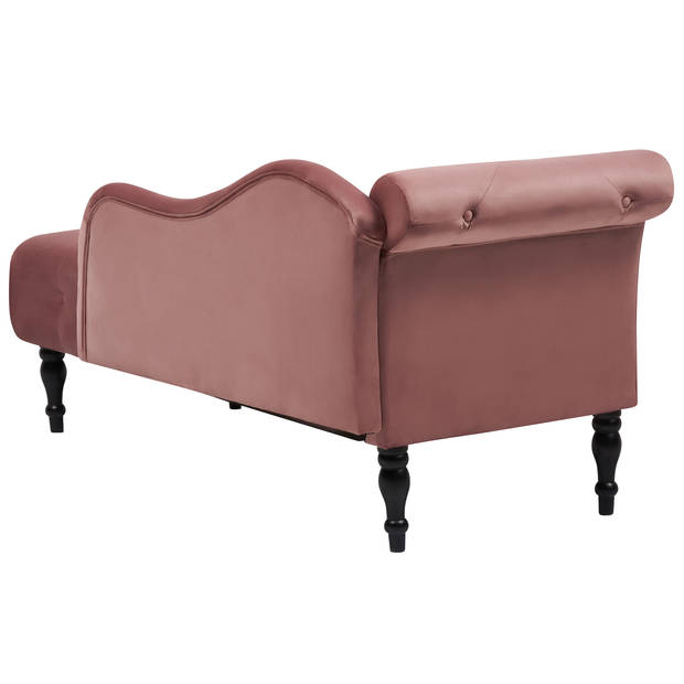 Beliani IVRY - Chaise longue-Roze-Fluweel