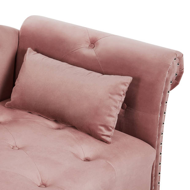 Beliani IVRY - Chaise longue-Roze-Fluweel