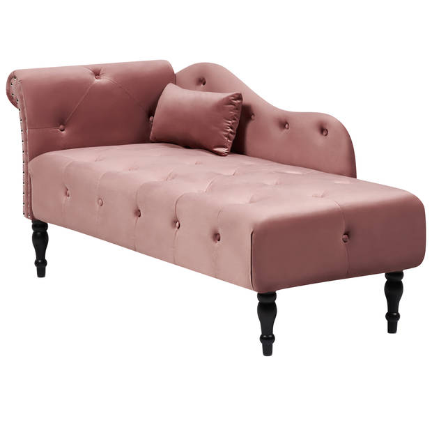 Beliani IVRY - Chaise longue-Roze-Fluweel