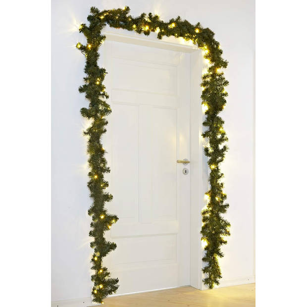 Guirlande Kerstslinger met dennentakken en led-verlichting - Voor Binnengebruik- 5 Meter