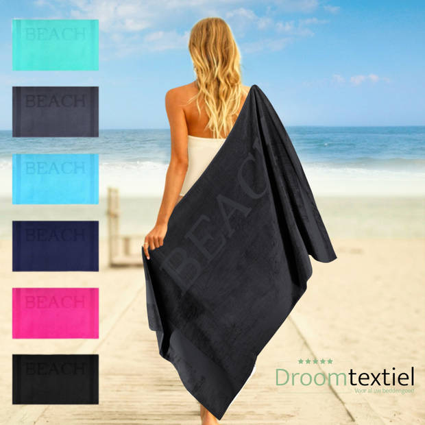 Droomtextiel® Beach Strandlaken xxl 100x200 cm - Zwart - 100% Zacht Katoen - Sterke Kwaliteit