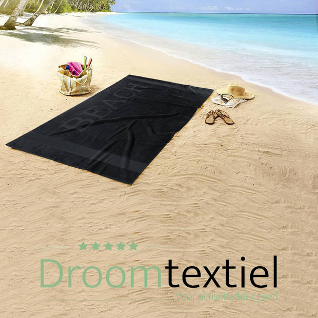 Droomtextiel® Beach Strandlaken xxl 100x200 cm - Zwart - 100% Zacht Katoen - Sterke Kwaliteit