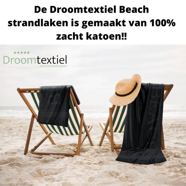 Droomtextiel® Beach Strandlaken xxl 100x200 cm - Zwart - 100% Zacht Katoen - Sterke Kwaliteit