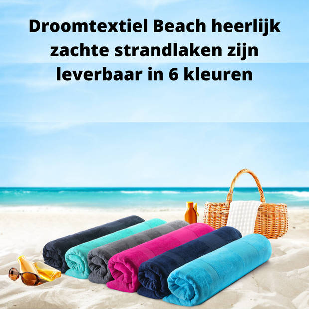 Droomtextiel® Beach Strandlaken xxl 100x200 cm - Aqua - 100% Zacht Katoen - Sterke Kwaliteit