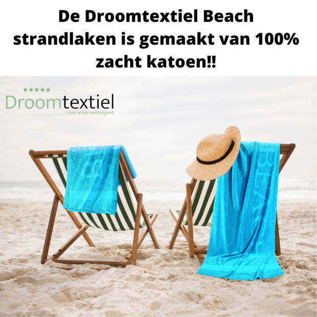 Droomtextiel® Beach Strandlaken xxl 100x200 cm - Aqua - 100% Zacht Katoen - Sterke Kwaliteit