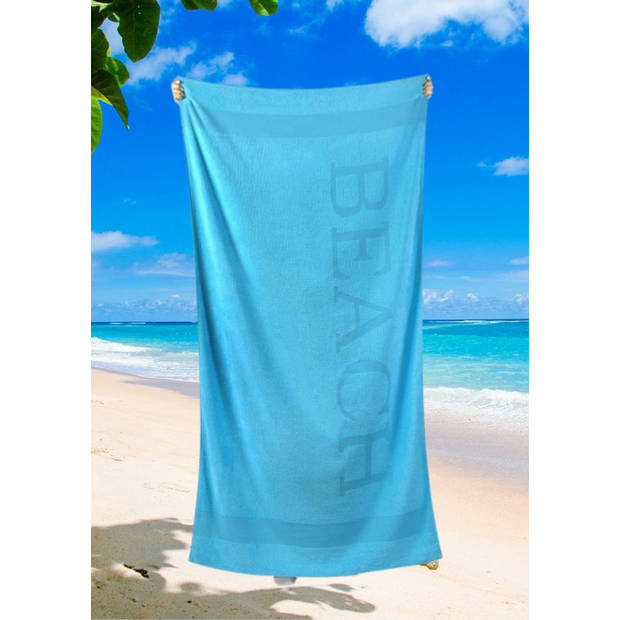 Droomtextiel® Beach Strandlaken xxl 100x200 cm - Aqua - 100% Zacht Katoen - Sterke Kwaliteit