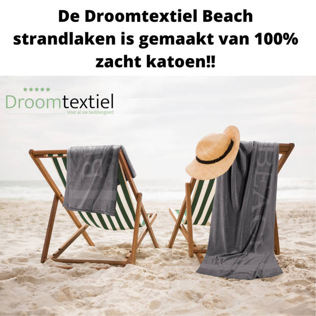 Droomtextiel® Beach Strandlaken xxl 100x200 cm - Antraciet - Grijs - 100% Zacht Katoen - Sterke Kwaliteit