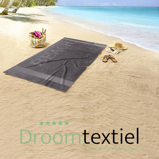 Droomtextiel® Beach Strandlaken xxl 100x200 cm - Antraciet - Grijs - 100% Zacht Katoen - Sterke Kwaliteit