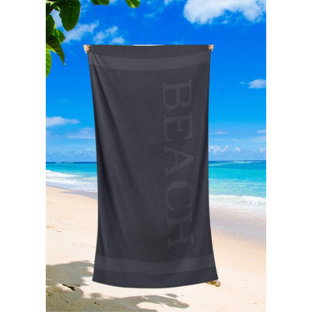 Droomtextiel® Beach Strandlaken xxl 100x200 cm - Antraciet - Grijs - 100% Zacht Katoen - Sterke Kwaliteit