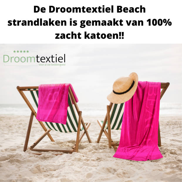 Droomtextiel® Beach Strandlaken xxl 100x200 cm - Fuchsia - 100% Zacht Katoen - Sterke Kwaliteit