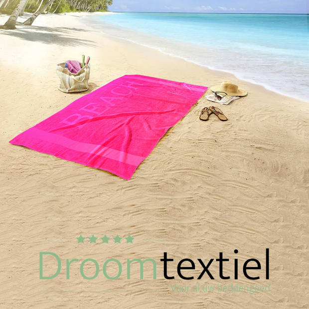 Droomtextiel® Beach Strandlaken xxl 100x200 cm - Fuchsia - 100% Zacht Katoen - Sterke Kwaliteit