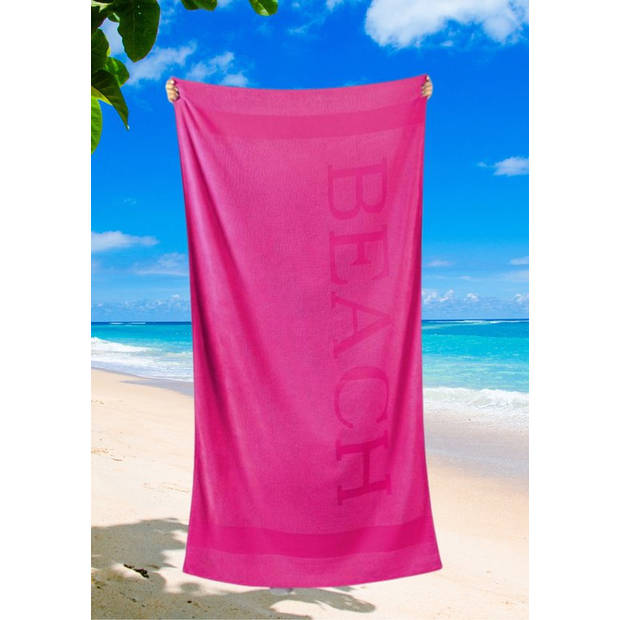 Droomtextiel® Beach Strandlaken xxl 100x200 cm - Fuchsia - 100% Zacht Katoen - Sterke Kwaliteit