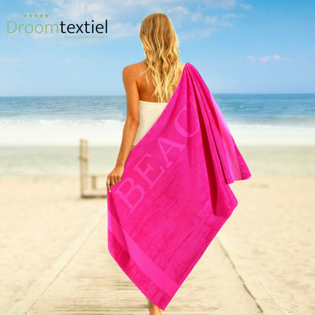 Droomtextiel® Beach Strandlaken xxl 100x200 cm - Fuchsia - 100% Zacht Katoen - Sterke Kwaliteit