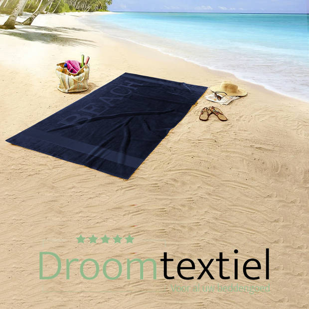 Droomtextiel® Beach Strandlaken xxl 100x200 cm - Navy Blauw - 100% Zacht Katoen - Sterke Kwaliteit