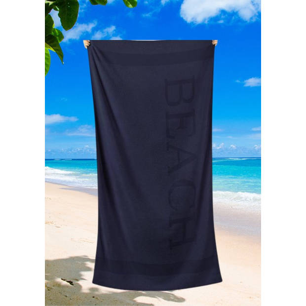 Droomtextiel® Beach Strandlaken xxl 100x200 cm - Navy Blauw - 100% Zacht Katoen - Sterke Kwaliteit