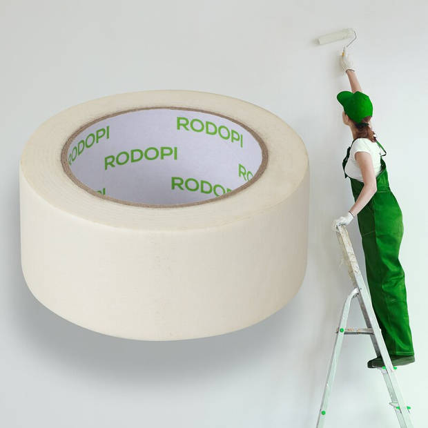 Rodopi® Schilders Tape / Afplaktape Wit - 50mmx50m - 1 rol