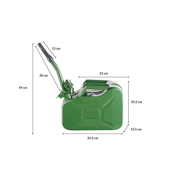 Green Series - Metalen Jerrycan - 10 Liter - Legergroen - met schenktuit