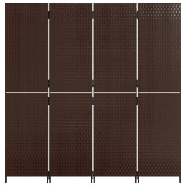 vidaXL Kamerscherm 4 panelen poly rattan bruin