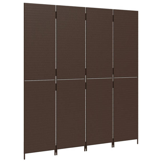 vidaXL Kamerscherm 4 panelen poly rattan bruin