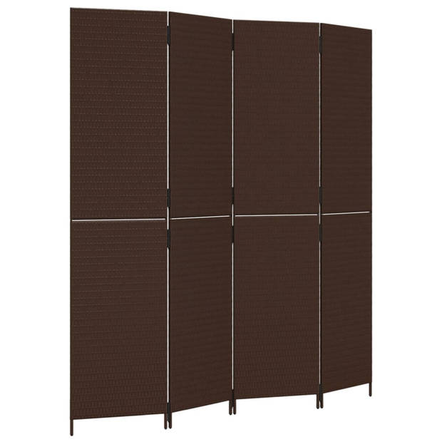 vidaXL Kamerscherm 4 panelen poly rattan bruin