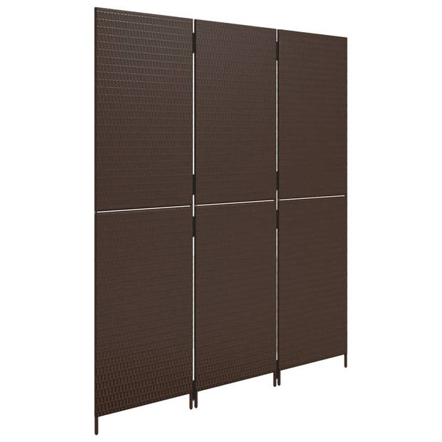 vidaXL Kamerscherm 3 panelen poly rattan bruin