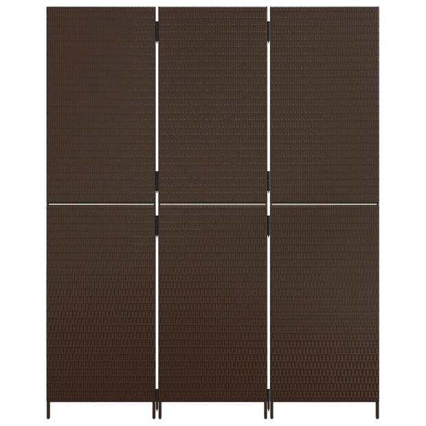 vidaXL Kamerscherm 3 panelen poly rattan bruin