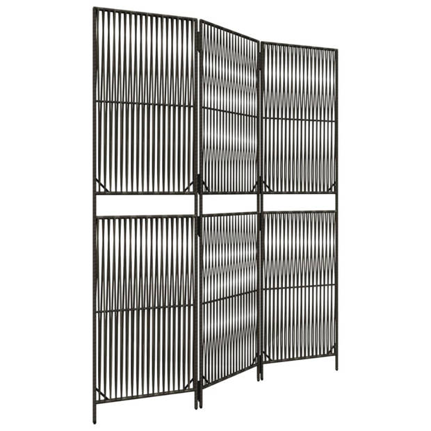 vidaXL Kamerscherm 3 panelen poly rattan grijs